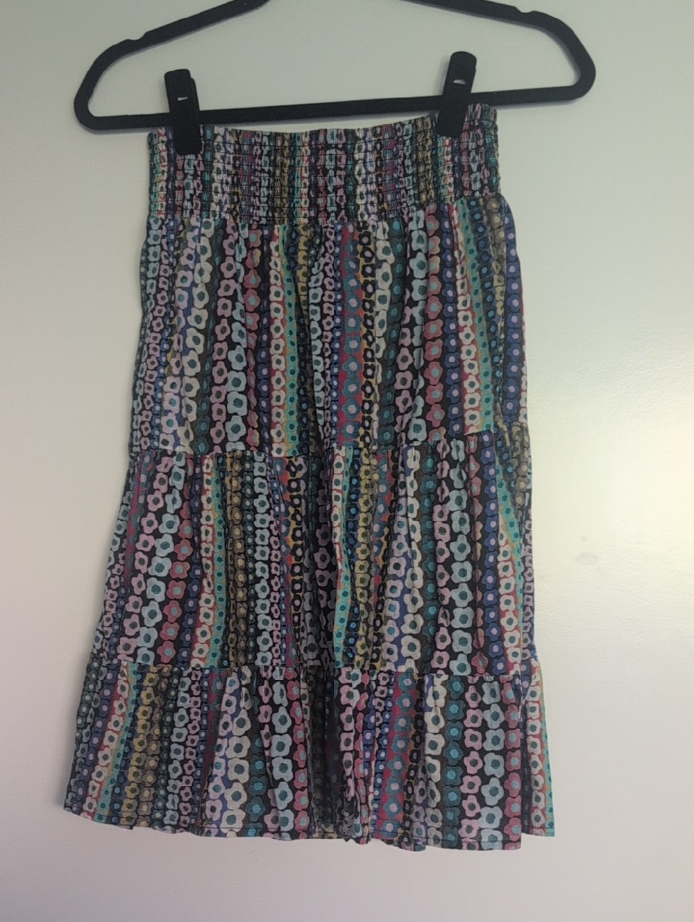 NIC+ZOE Tiered Midi Skirt in Multi Floral Stripe